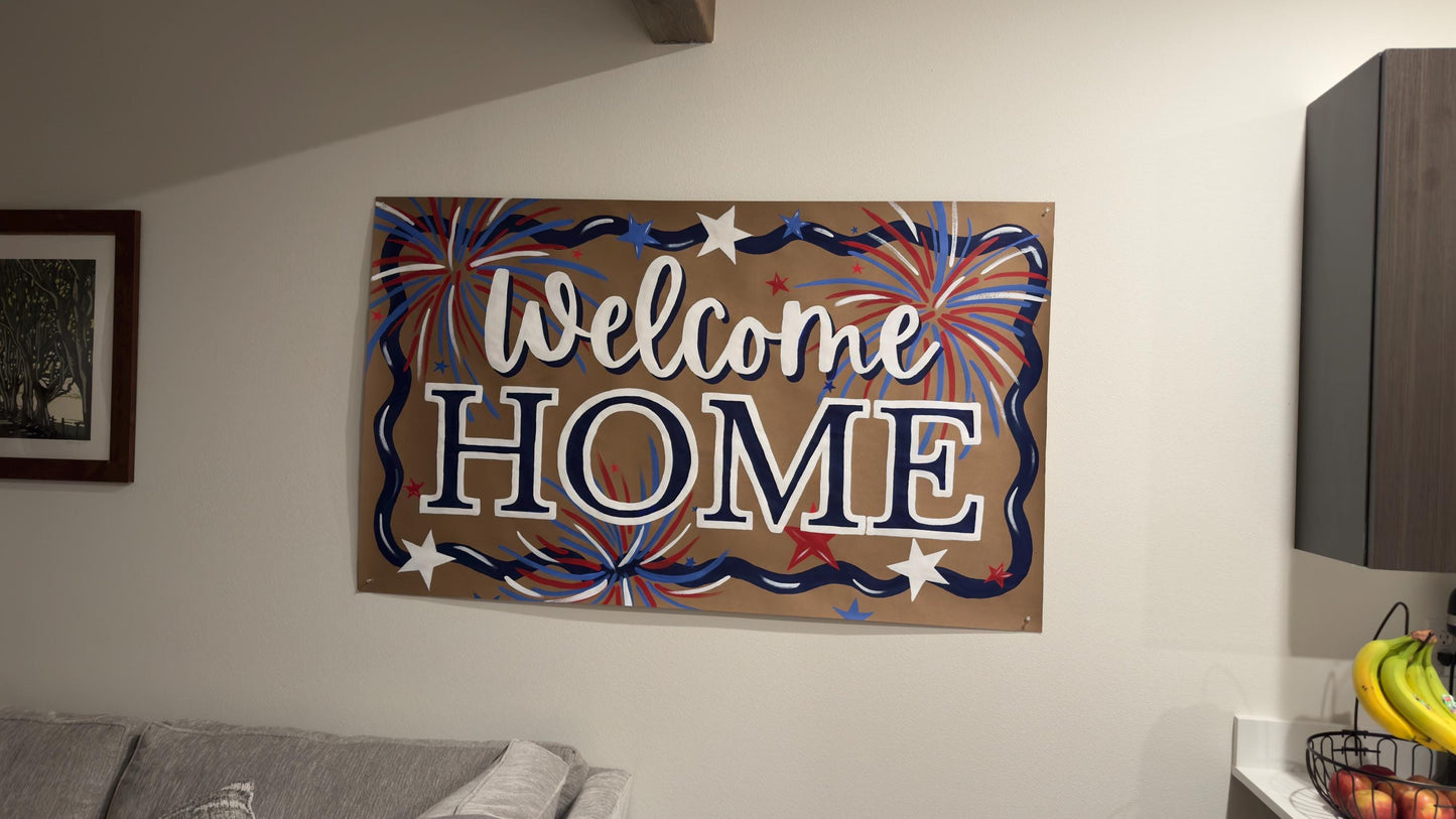 Welcome Home Banner, Military Homecoming, Fourth of July Celebration Party Decor
