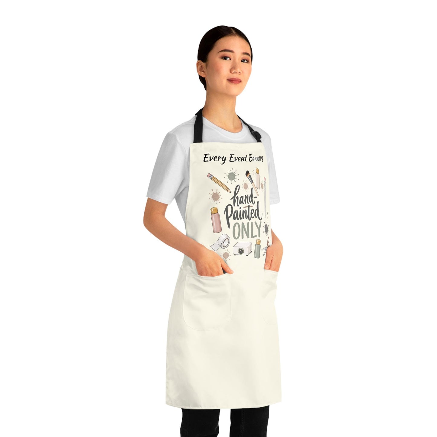 Hand Painted Only Apron | Artist Paintbrushes Palette banner Apron