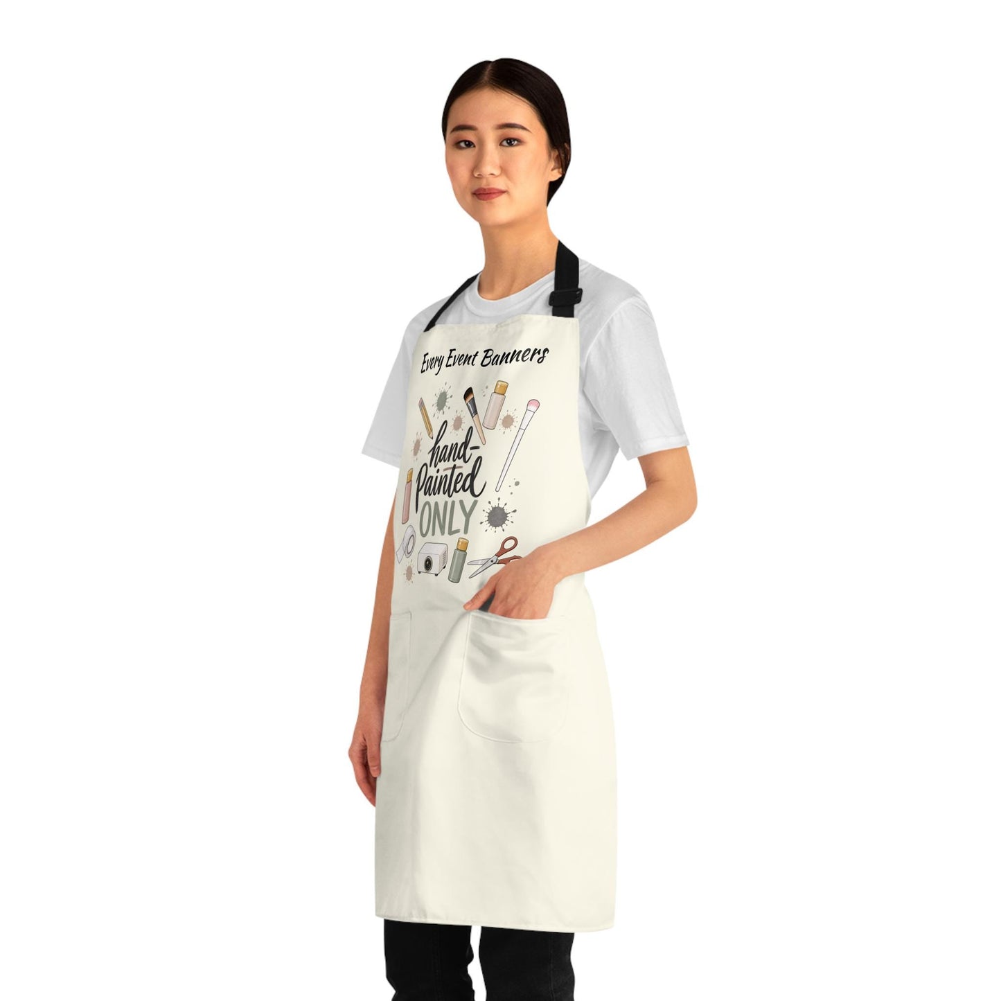 Hand Painted Only Apron | Artist Paintbrushes Palette banner Apron