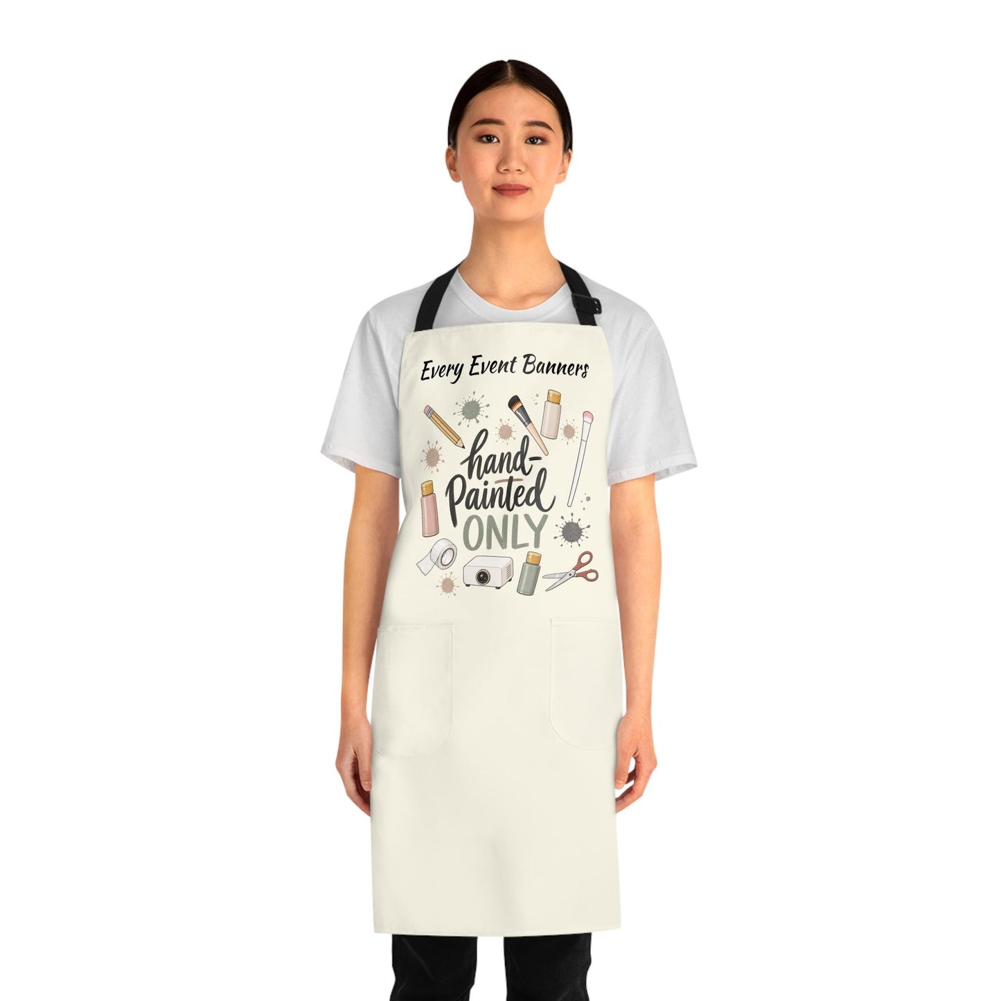 Hand Painted Only Apron | Artist Paintbrushes Palette banner Apron