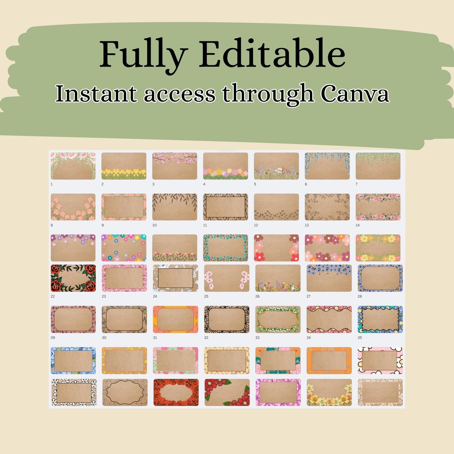 Flower Borders pack of 50! Fully editable Canva designs for banner artists