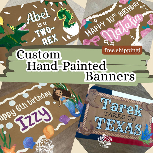 Custom Banner, Painted Butcher Paper, Personalized Party Decor, Event/Birthday/Engagement Classroom/Christmas Banner