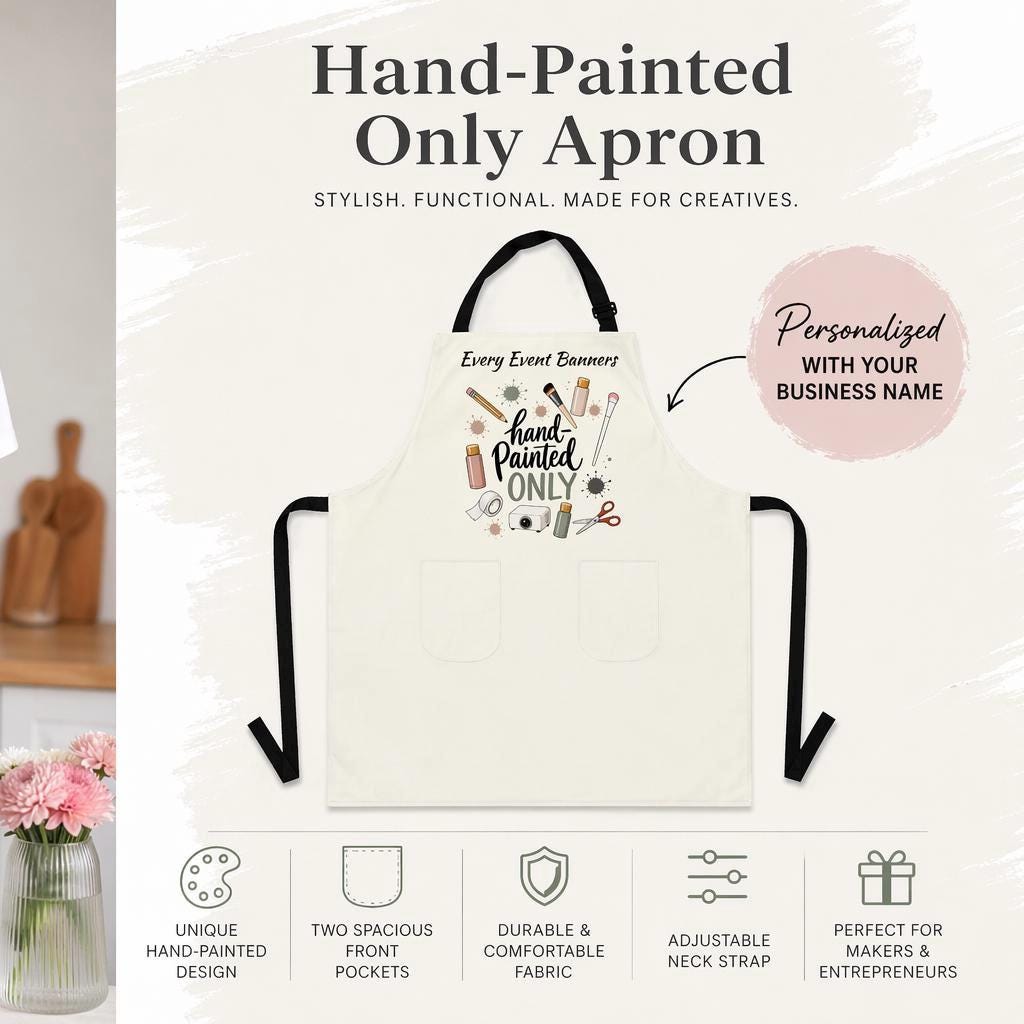 Hand Painted Only Apron | Artist Paintbrushes Palette banner Apron