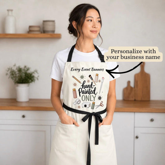 Hand Painted Only Apron | Artist Paintbrushes Palette banner Apron