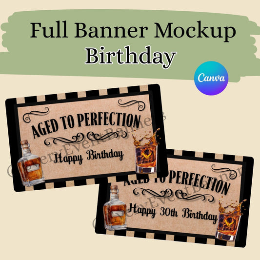 Aged to perfection, Men’s whiskey birthday banner, Digital download 3x5ft